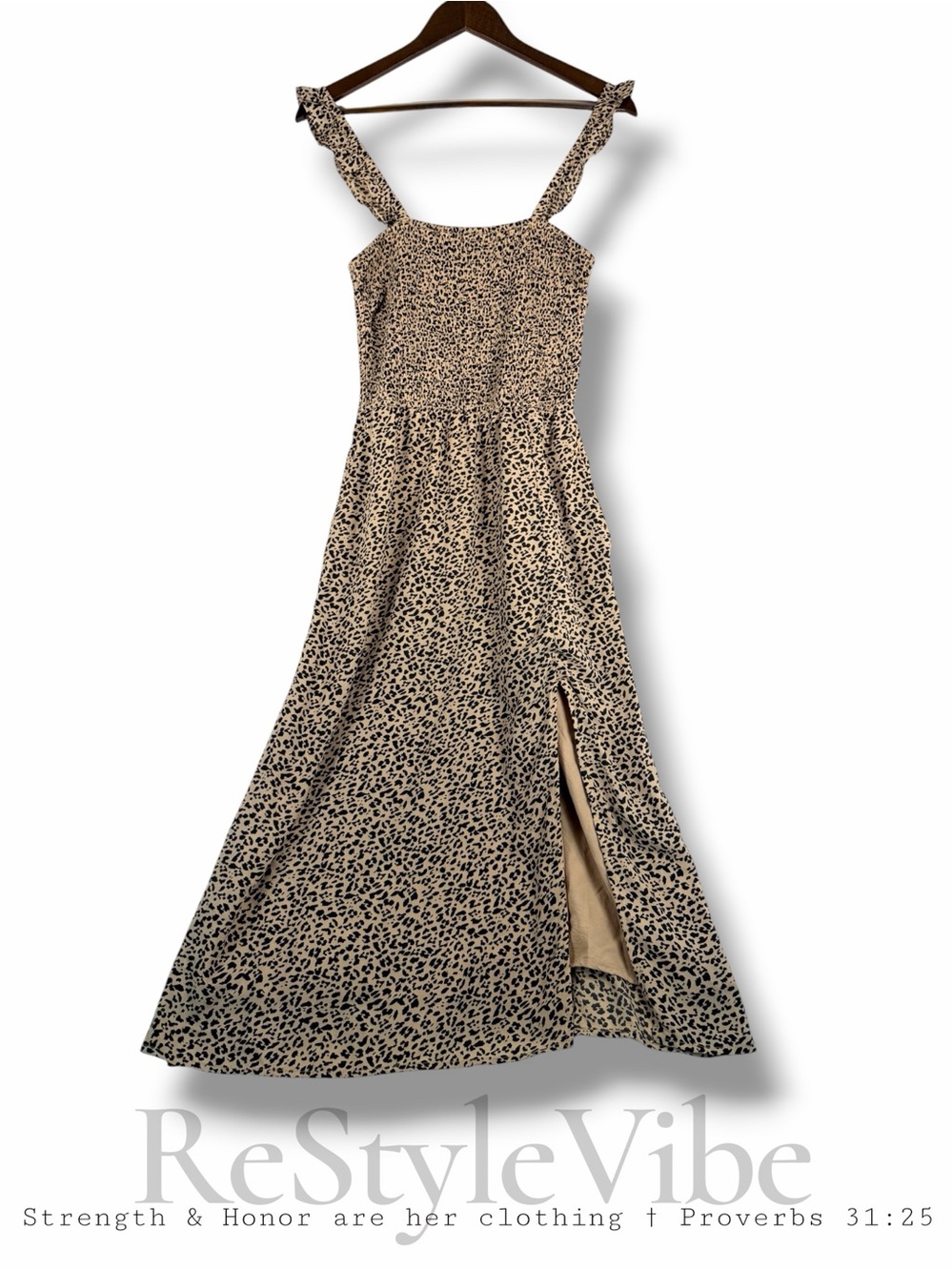 ABERCROMBIE & FITCH Women’s Size M Dress Midi Length Leopard Animal Ruching